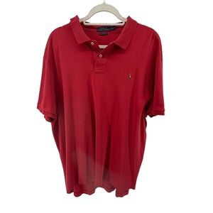 Polo Ralph Lauren Mens XXL Polo Shirt Red Pima Cotton Soft Short Sleeve Logo